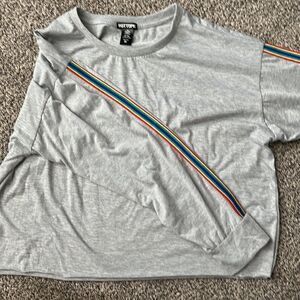 Hot Topic Gray Long Sleeves - Rainbow Stripe - 2X